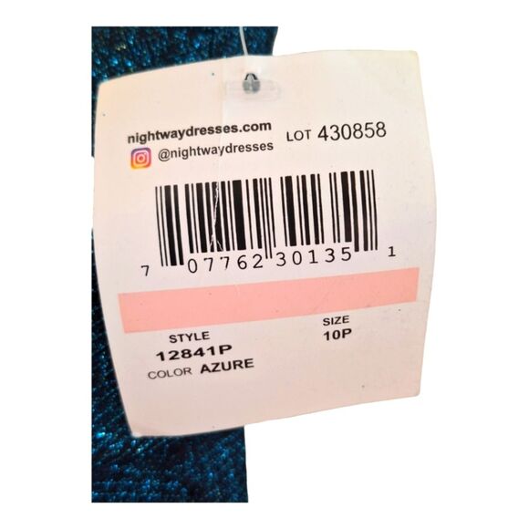 Nightway Sparkly Formal Gown Azure Teal Blue NWT 10P Wedding Pageant Holiday - Picture 8 of 16